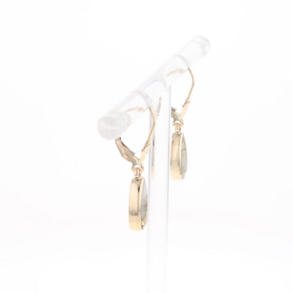 Gold Quartz Earrings Tear Drop Inlaid Lever Backs