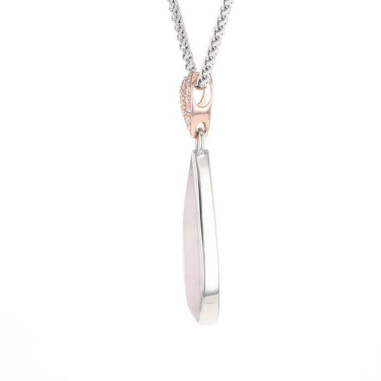 Rose Quartz Teardrop Inlaid Pendant with .11ctw diamonds