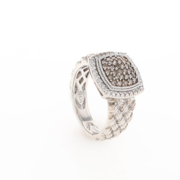 Champaign Diamond Square Braided Cluster Band