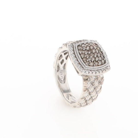 Champaign Diamond Square Braided Cluster Band