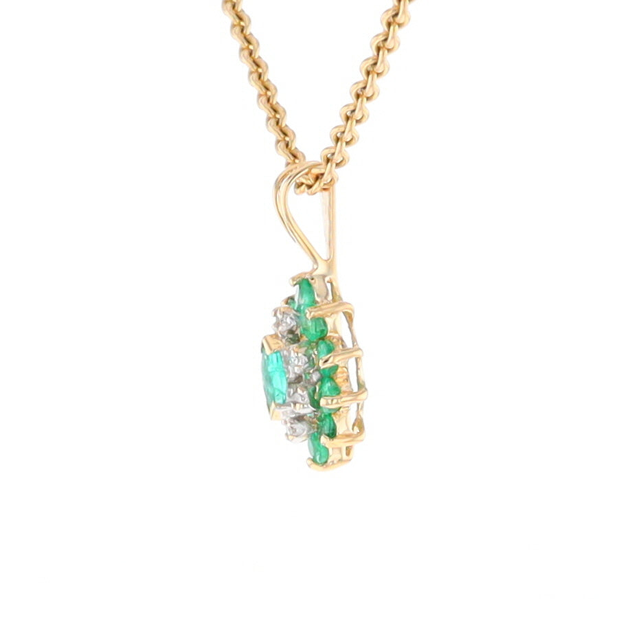 Marquise Shaped Emerald and Diamond Pendant