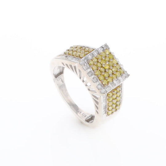 Yellow and White Diamond Filigree Design Ring