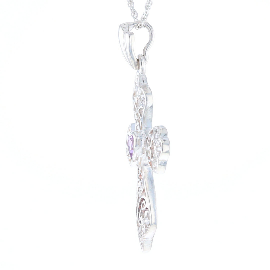 Heart Amethyst Cross Pendant