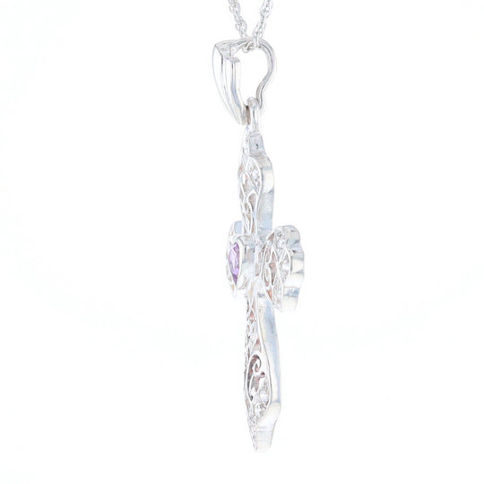 Heart Amethyst Cross Pendant