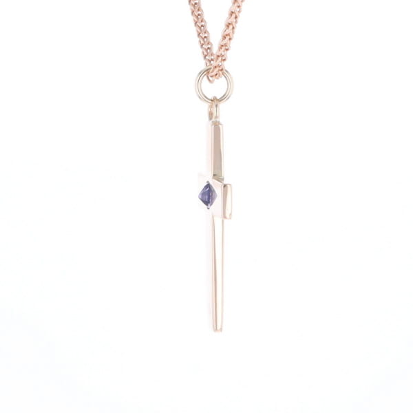 Cross Pendant with Purple Sapphire