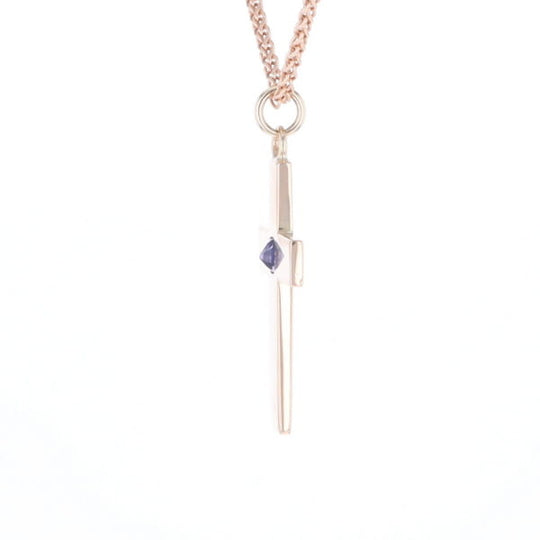 Cross Pendant with Purple Sapphire