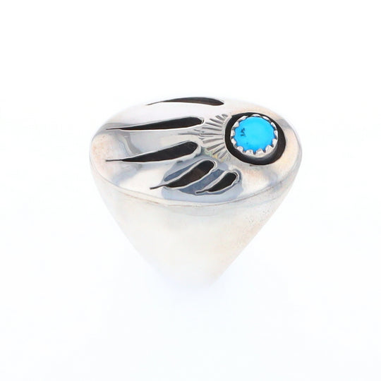 Mens Native Turquoise Bear Claw Ring