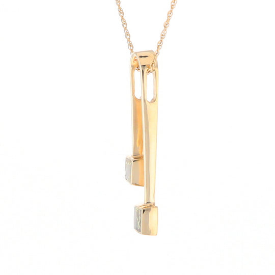 Gold Quartz 2 Square Curved Bar Pendant