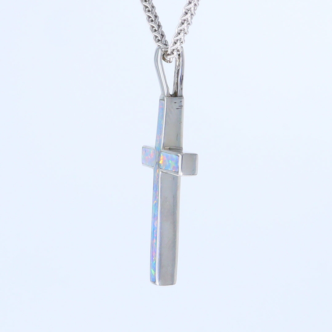 Opal Pendant 4 Section Inlaid Cross