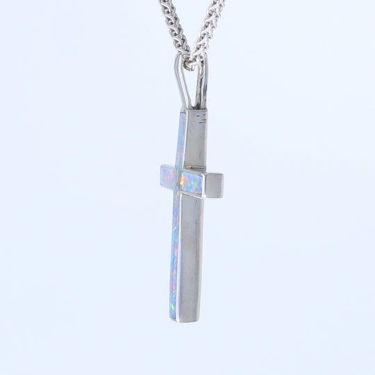 Opal Pendant 4 Section Inlaid Cross