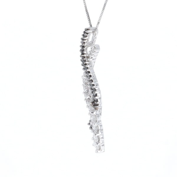 Ribbon Necklace With Black and White Diamonds