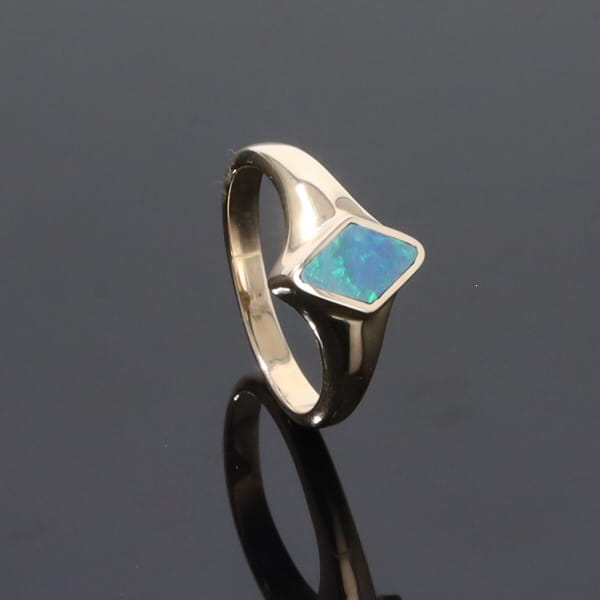 Opal Rings Diamond Shape Inlaid Design