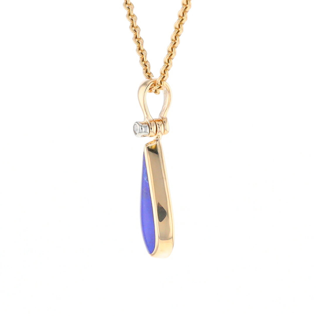 Lapis Tear Drop Inlaid .02Ct Diamond Pendant