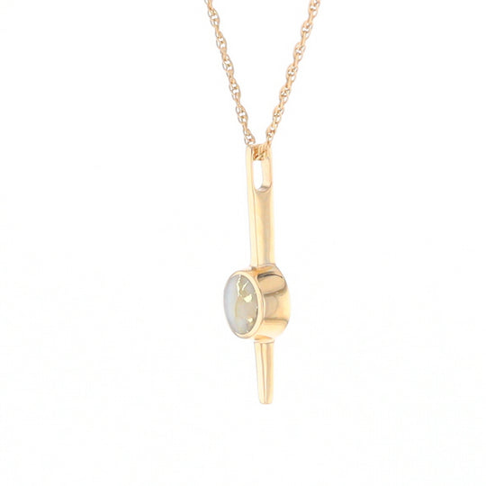 Gold Quartz Necklace Bar Design Round Superior Quality Inlaid Pendant