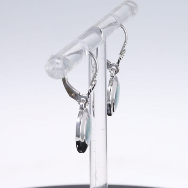 Opal Earrings Oval Inlaid Design Lever Backs