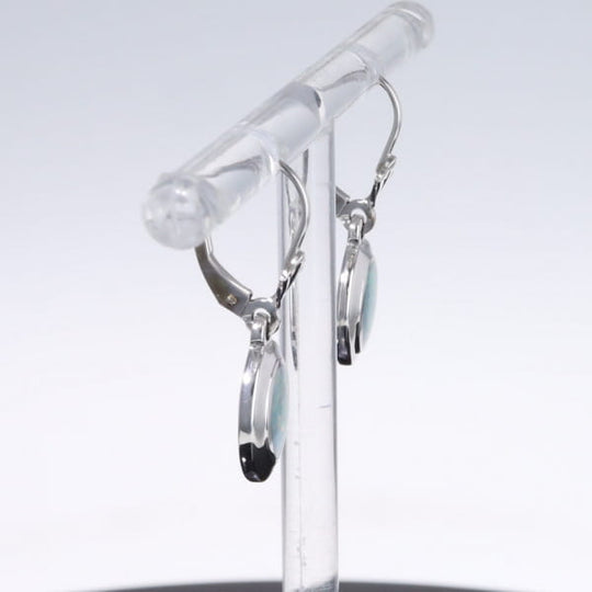 Opal Earrings Oval Inlaid Design Lever Backs