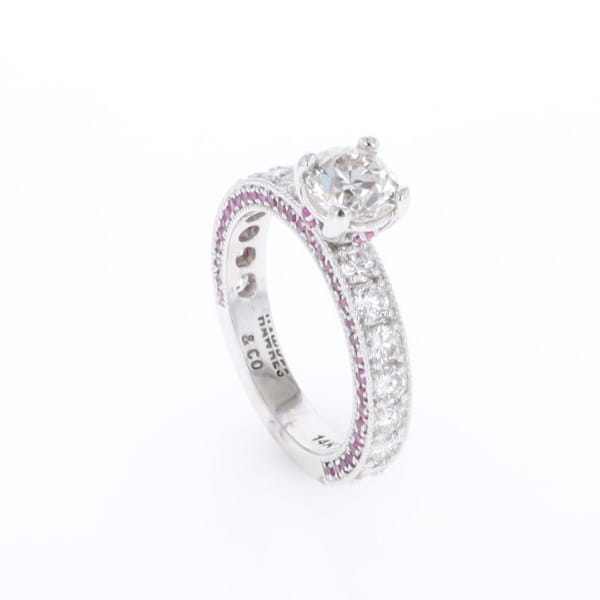 Diamond and Pink Sapphire Engagement Ring