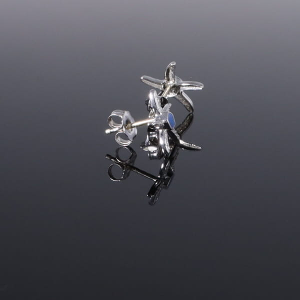 Opal Earrings Inlaid Realistic Star Fish Design