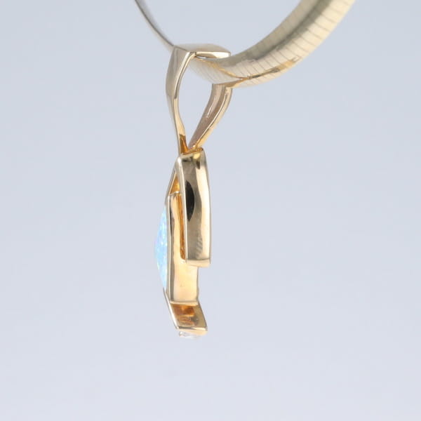 Opal Pendant Triangle Inlaid Design with .07ctw Round Diamonds