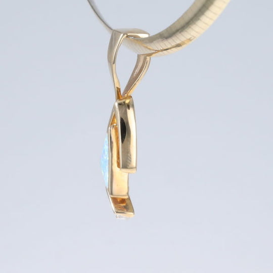 Opal Pendant Triangle Inlaid Design with .07ctw Round Diamonds