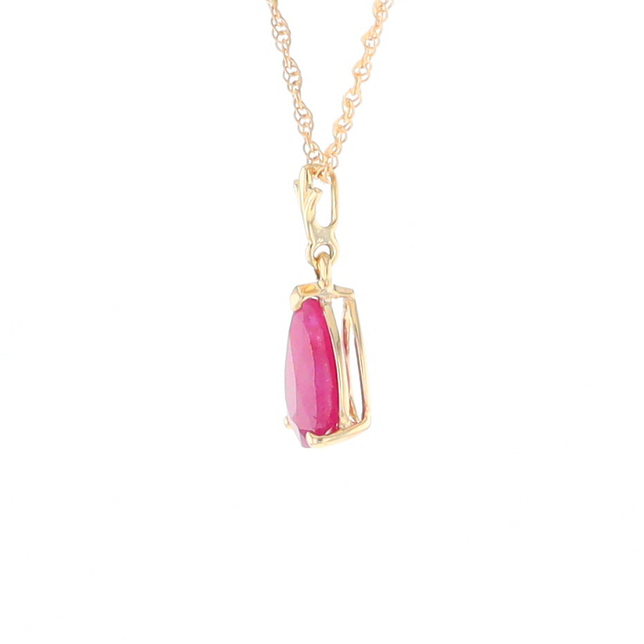 Pear Ruby Solitaire Necklace