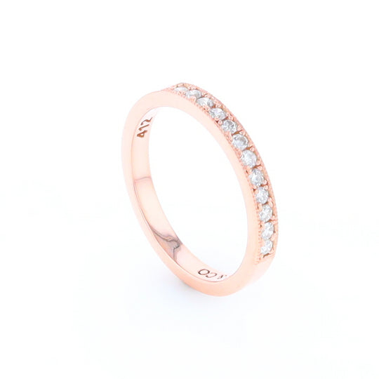 Rose Gold Milgrain Diamond Wedding Band