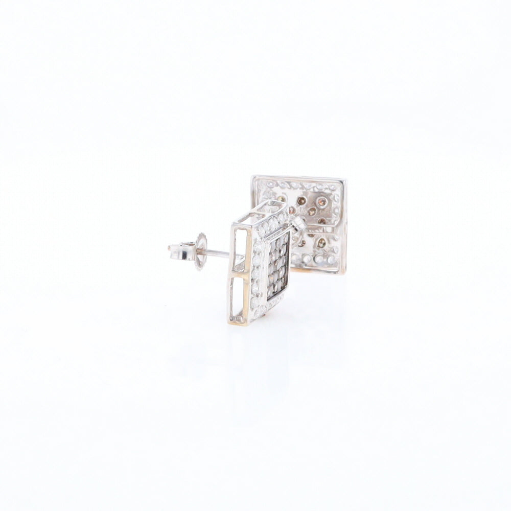 Square White & Chocolate Diamond Earrings