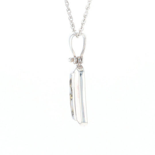 Sterling Silver Gold Quartz Invlaid Rectangle Bar Pendant - G3