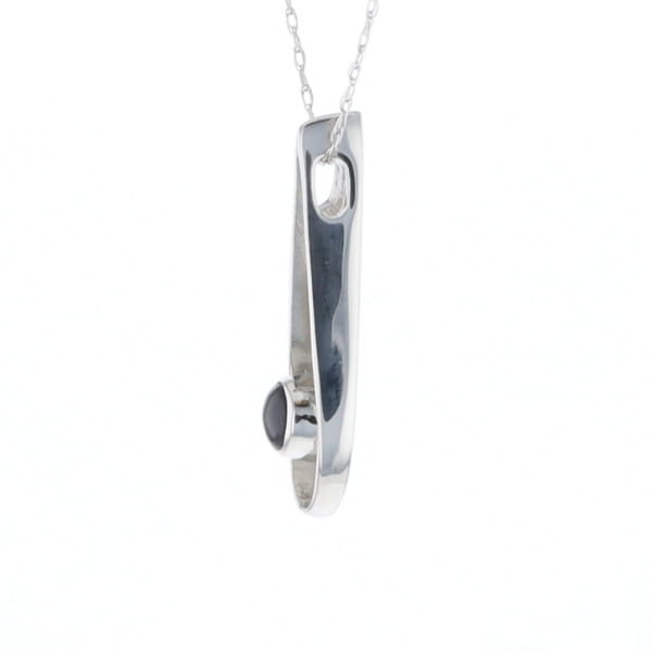 Open Teardrop Round Onyx Inlaid Pendant