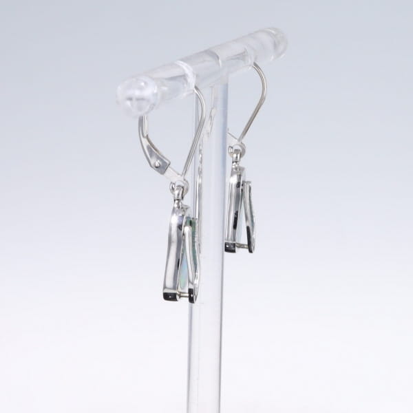 Opal Earrings Sandal Inlaid Design Lever Backs