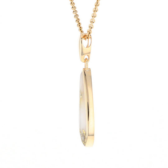 Gold Quartz Pendant Tear Drop Inlaid Design G2
