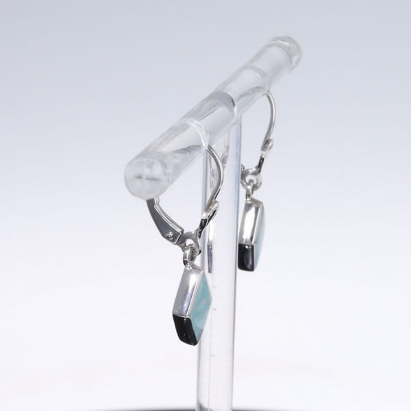 Opal Earrings Diamond Shape Inlaid Design Lever Backs