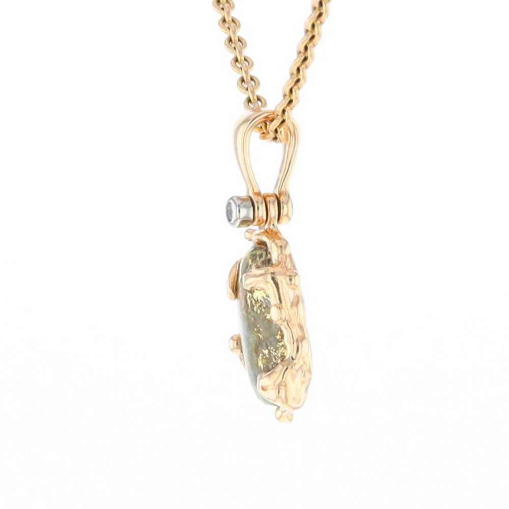 Serpentine & Gold Quartz Freeform Pendant