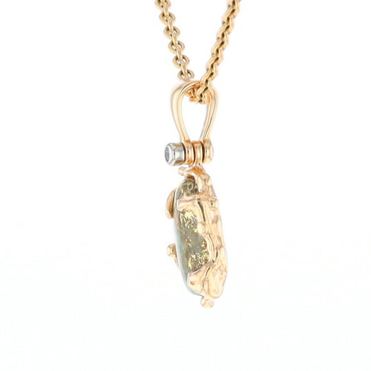 Serpentine & Gold Quartz Freeform Pendant