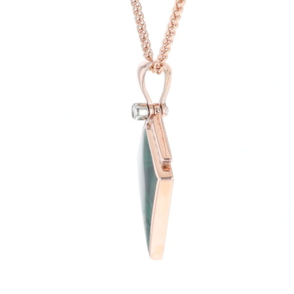 Malachite Kite Shape Inlaid Pendant with 0.19ctw Diamonds