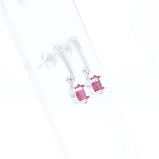 Oval Ruby Dangle Earrings