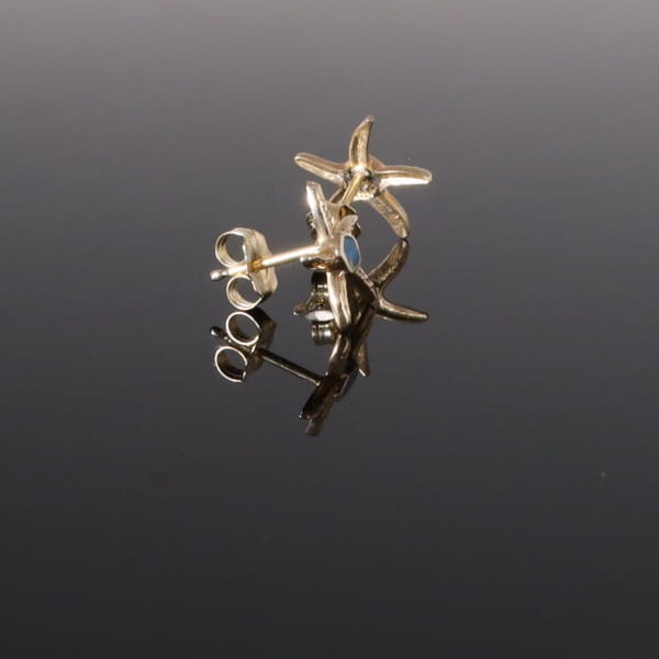 Opal Earrings Inlaid Realistic Star Fish Design Studs