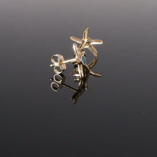 Opal Earrings Inlaid Realistic Star Fish Design Studs