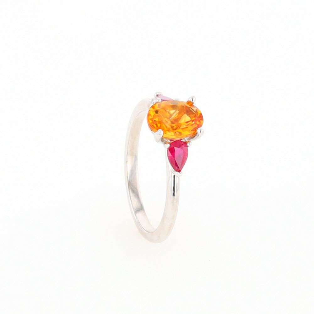 Fall Season Citrine and Ruby Ring