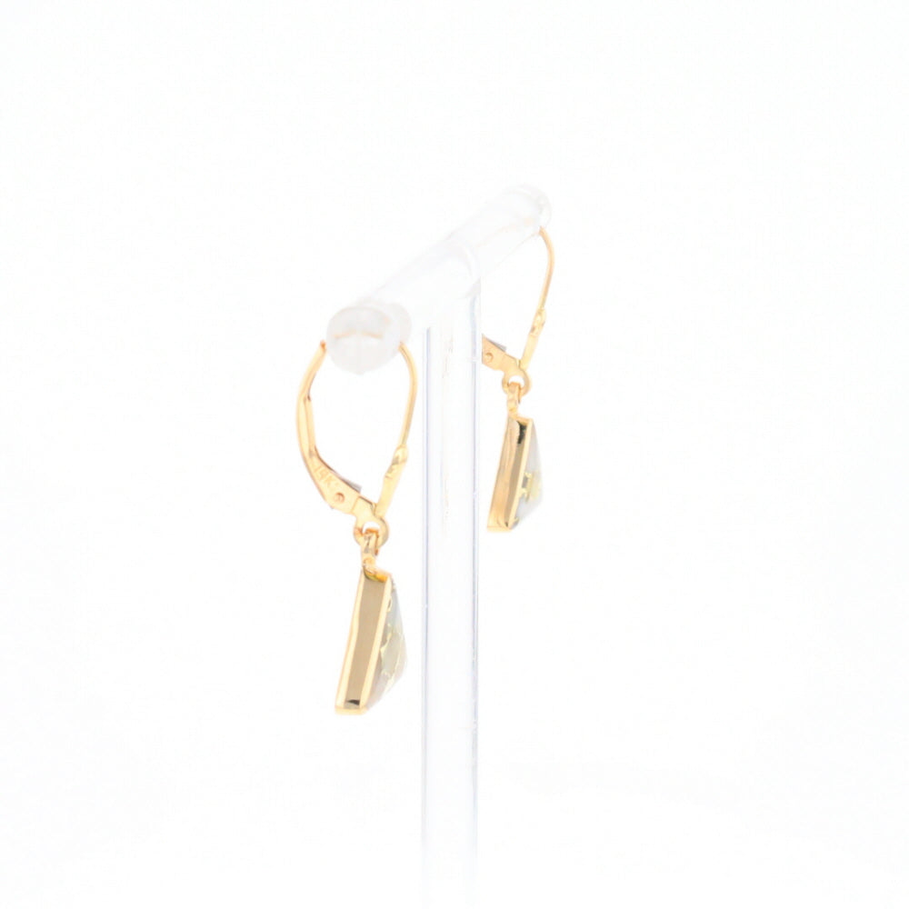 Gold Quartz Triangle Inlaid Earrings - G2