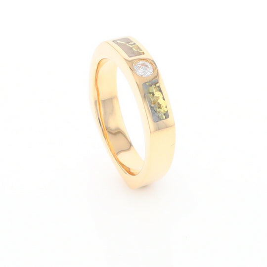 Gold Quartz Ring Double Sided Inlaid Design with .10ct Round Diamond G2