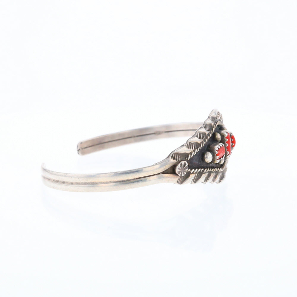 Sterling Silver Coral Cuff Bracelet