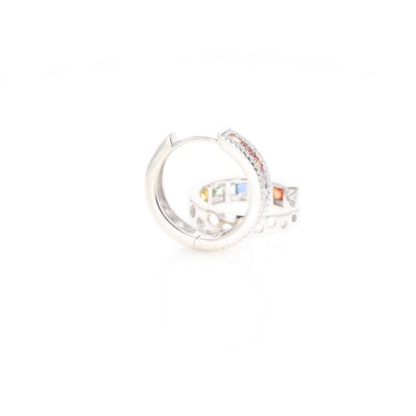 Multi-color Sapphire Hoop Earrings with Diamond Accents