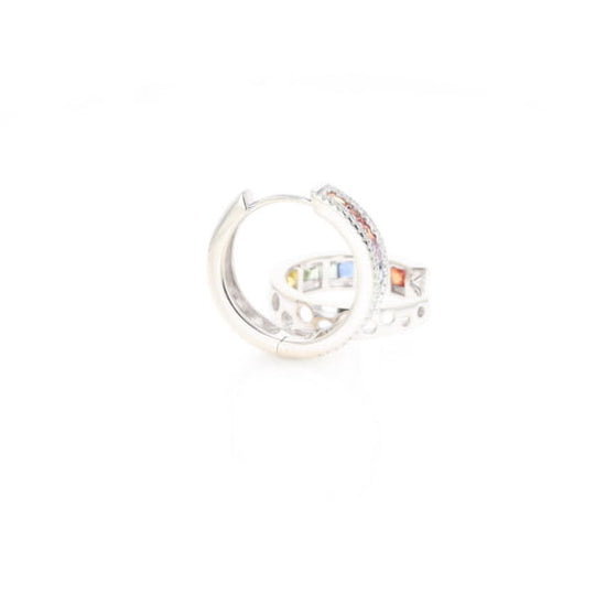 Multi-color Sapphire Hoop Earrings with Diamond Accents