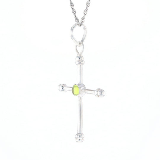 Silver Peridot Cross