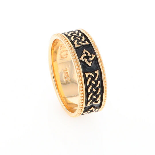 Celtic Knot Black and Gold Wedding Band