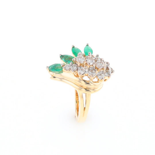 Emerald and Diamond Cluster Ring