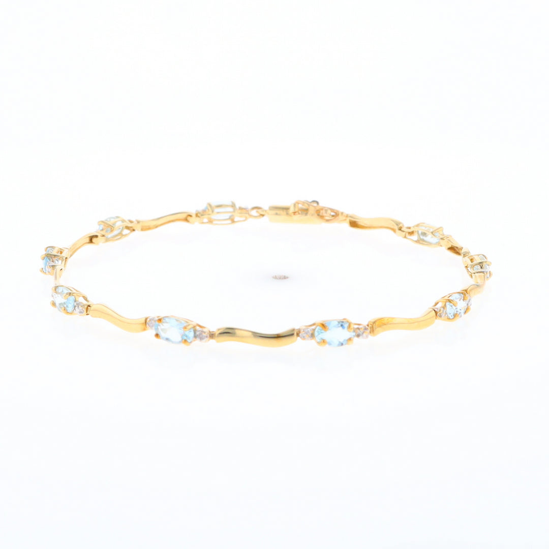 Aquamarine and Diamond Tennis Bracelet