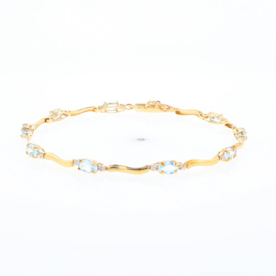 Aquamarine and Diamond Tennis Bracelet