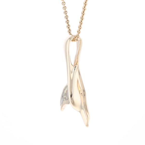 Whale Tail Natural Gold Quartz Single Side Inlaid Pendant
